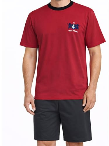 Moonline nightwear Schlafanzug Herren kurz aus 100% Baumwolle – Sommer Pyjama Set mit Shorts & T-Shirt – Größen M-3XL
