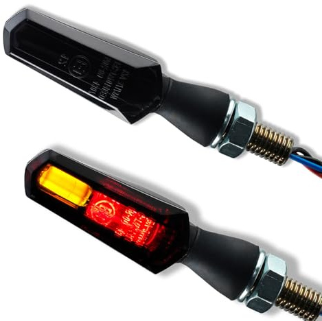 Germany Motorsports LED Miniblinker Cob Dark Schwarz E-geprüft universal für 12V Motorrad Roller (1 Paar 3in1 LED Blinker)