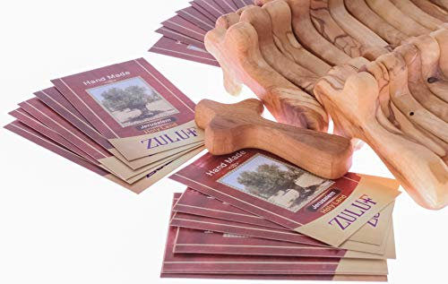 Zuluf 25 Holzkreuze aus Olivenholz mit 25 Zertifikaten des Heiligen Landes – mit Kreuze des Heiligen Landes – Bethlehem Jerusalem Olivenholz Kreuze – 9,5 cm pro Kreuz – CRS109Z