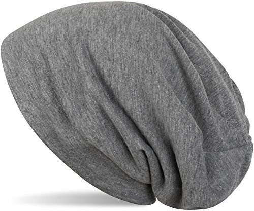 styleBREAKER Damen Beanie Mütze mit All Over Glitzer in Unifarben, Glitzermütze, Leichte Stoffmütze Einfarbig 04024117, Farbe:Grau meliert