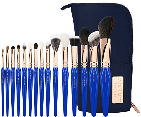 Bdellium Tools Professional Makeup Brush Golden Triangle - Phase III Complete 15pc. Brush Set with Stand-Up Pouch