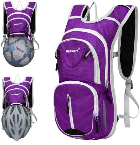 EULANT Fahrrad Rucksack Klein,Trinkrucksack 8l Con Wärmedämmschicht Wasserrucksack MTB Rucksack Reflektierend Skirucksack,Wasserdicht Sportrucksack für Joggen Trekking Laufen,Lila