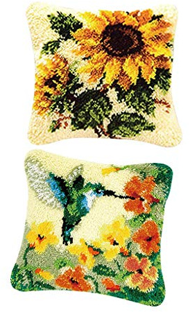 Tubayia 2 Satz Knüpfkissen Kissenbuzug Selbstknüpfen Kissen Latch Hook Kit Knüpfpackung