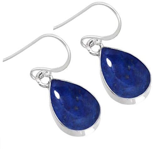 Echter 925 Sterling Silber Handgefertigter Schmuck Birnen Granat, Lapis, Achat, Kristall Natürlicher Edelstein Boho Tropfen Ohrhänger für Frauen