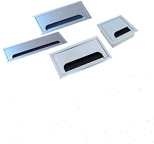 Pasacables de metal mate / negro 4 tamaños para cables de escritorio con junta de cepillo para ordenador/escritorio/familia