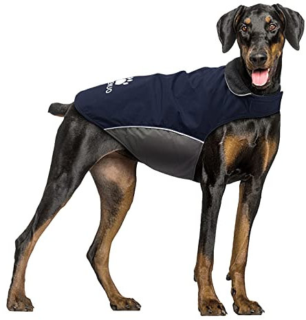 IREENUO Wasserdichter Hundemantel, Hundejacke Winter Winddichter Warmer Hunderegenmantel für Mittelgroße bis Große Hunde mit Sicheren Reflexstreifen und Verstellbarem Brustriemen (4XL, Blue)