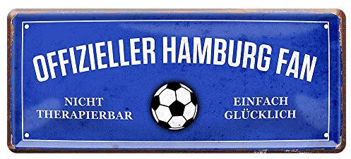 L.E.M.B. Hometrends Blechschild Deko Metall-Schild Fun Vintage Spruch 28cm x 12cm Offizieller Hamburg-Fan