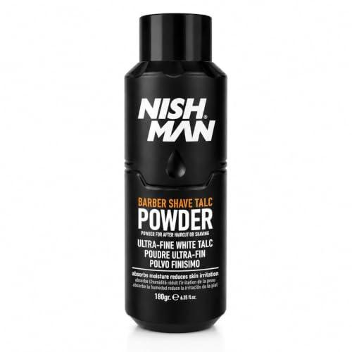 NISHMAN Barber Shave Talk Puder 180g - Rasierpuder für Barbiere und Friseure - Perfekte Rasiererfahrung, Angenehme Pre-Shave & Glatte Rasiererergebnisse