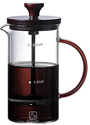 LTLWSH Cafetera Francesa de Émbolo - Prensa Francesa de Vidrio con 3 Niveles de filtración, Cafetera y Tetera para el Hogar y la Oficina,Mahogany,400ml