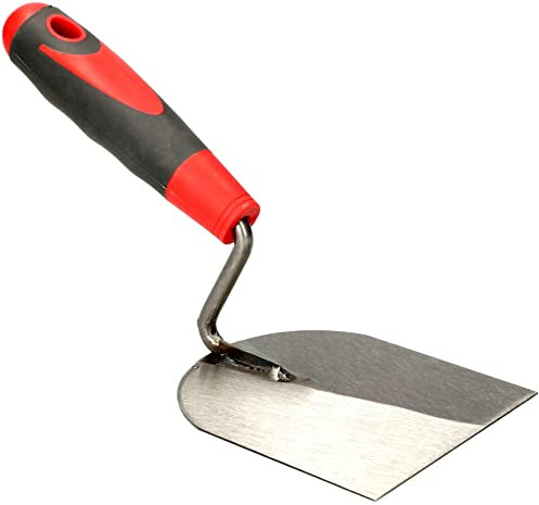KOTARBAU® Edelstahlkelle Geschliffen 100 mm mit Gummigriff zum Verarbeiten von Spachtel-Masse Maurerkelle Stukkateurspachtel