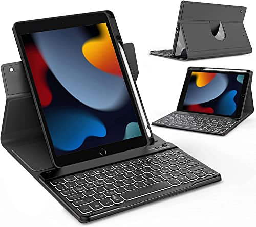 JANOLTY Custodia con Tastiera Bluetooth per iPad 10.2/9.7/7. Generazione, iPad Air 3, iPad Pro 10.5 - Tastiera Italiana, Nero