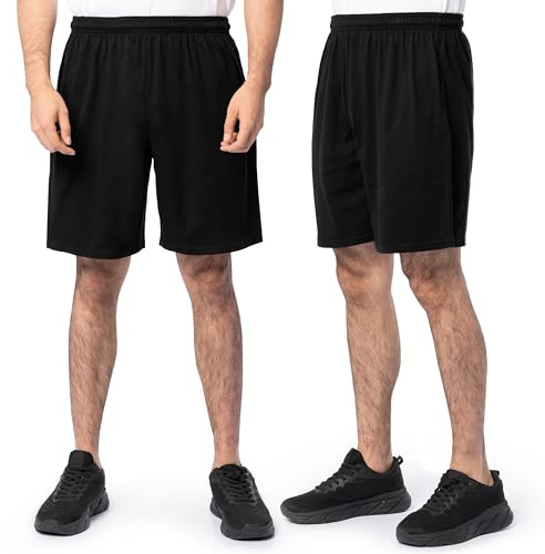 Fruit of the Loom Men's Eversoft Cotton Shorts with Pockets (S-4XL), 2 Pack-Black, XX-Large