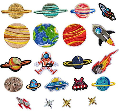 Bügelflicken Kinder, 21 Stück Patches zum Aufbügeln Universum Aufnäher Applikation Flicken Zum Aufbügeln für DIY T-Shirt Jeans Kleidung Taschen,Flicken Patches