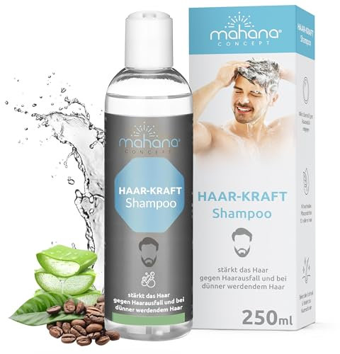 mahana concept Männer Haar-Kraft Shampoo gegen Haarausfall & dünner werdendes Haar – Mit Koffein & Pflanzenextrakten – Stärkt das Haarwachstum - Für kräftigeres Haar 250 ml