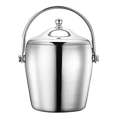 Seau à glace portable en acier inoxydable de 1,2/2 L, congélateur isotherme à double couche de 6 heures avec couvercle pour fêtes, barbecues, buffets (taille : 1,2 l)
