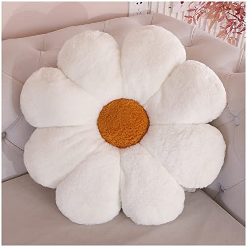 Almohada de Flores de Peluche Cojín de Suelo Cojín del Asiento de la Silla Almohada Decorativa Sofá Cama Almohada (40CM, White Brown)