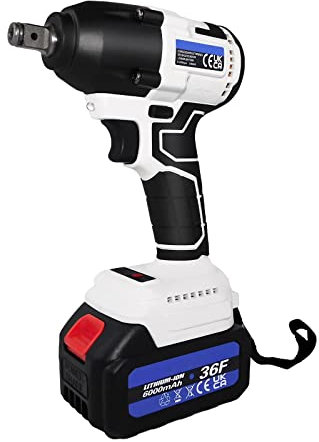 LMstarz Llave de Impacto Eléctrica 1/2'' Blanca Pistola de Carraca Quitatuercas Inalámbrica Extracción de Ruedas Heavy Duty