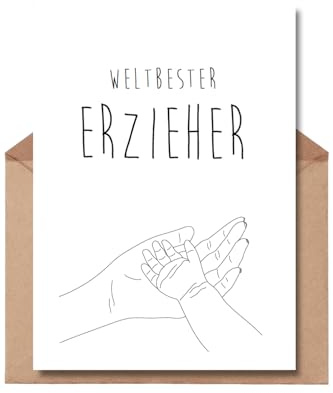 The Life Barn Postkarte mit Umschlag Weltbester Erzieher Dankeskarte | Hochwertige Karte aus 350g Papier, inkl Kraftpapierumschlag