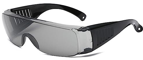SEIWEI Occhiali di Sicurezza Antigraffio Occhiali Protettivi Sovrapponibili Trasparenti e Colorati, Accessori di Protezione Oculare Avvolgenti per Lavoro, Industriale, Sport all'Aria Aperta (Nero)
