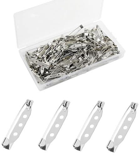 50 pezzi di spille a barra, spille di sicurezza, fermagli di bloccaggio per artigianato fai-da-te, distintivi, cartellini, spille, composizioni per cappelli, corsage, gioielli(32mm)