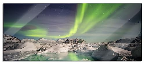Pixxprint Glasbild Panorama, Wandbild aus Echtglas, gewaltiges Polarlicht, 120x50 cm, inkl. Aufhängung und Abstandshalter