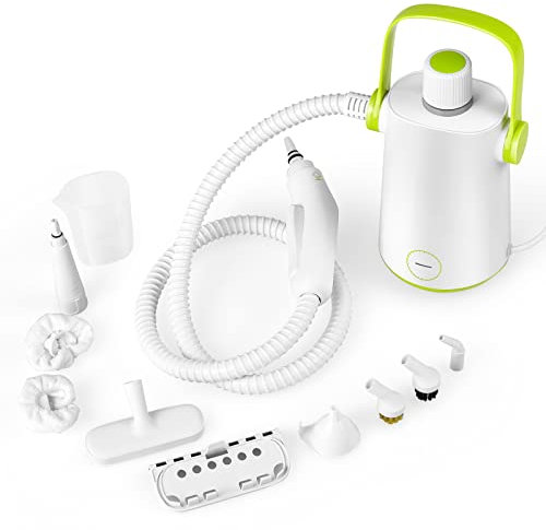 GOPLUS Limpiador de vapor manual de 1000 W, generador de vapor a presión portátil, 300 ml, capacidad de agua, escoba de vapor doméstico, con accesorios(verde)