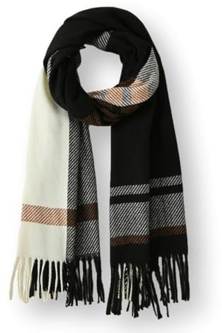 KARMA.DIEM Sciarpa di lusso misto cashmere e lana merino | Sciarpa unisex per donna e uomo | Stola in pashmina XXL super morbida e di alta qualità, comoda, extra larga, nera - 180 x 65 cm