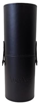 Premium Makeup Brush Case Holder Portable Black Leather Cosmetic Storage Makeup Brush Organizer/Case/Display/Organiser, Matte Black, 23 cm x 8 cm, Portable Cylendrical Cosmetic Brush Case with Snap