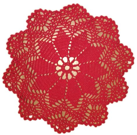 rotes Häkeldeckchen rund ø 47cm