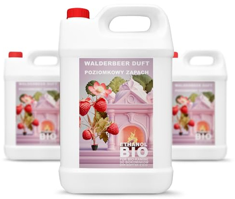3x5 Liter Bioethanol Premium 100% fürAlkohol für Kamin (WALDERDBEEREDUFT, 15L)