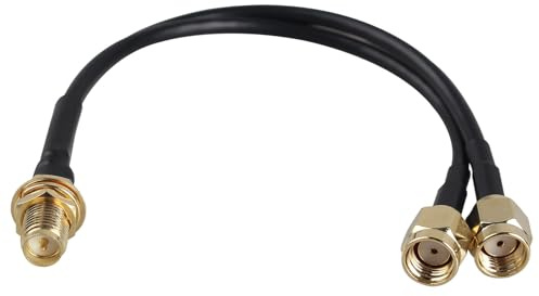 Futheda Cable Coaxial RP-SMA Hembra a Doble RP-SMA Macho Cable de Extensión de Antena WiFi RG174 15cm para Red Inalámbrica Router Hotspot Modem WiFi Adaptador USB