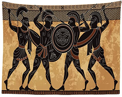 Loccor Wandteppich im antiken Griechenland: Spartaner und griechische Krieger Mythen – Keramik-Design, 228 x 178 cm, perfekt für Schlafzimmer, Wohnzimmer, Büro und Heimdekoration