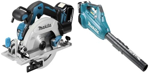 Makita DHS680Z Akku-Handkreissäge 57mm 18 V (ohne Akku, ohne Ladegerät), Blau, Silber & DUB362Z Akku-Gebläse 2x18 V (ohne Akku, ohne Ladegerät)