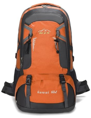 Eysee 60L Rucksack Nylon Camping Wanderrucksack Trekkingrucksack Reisetasche für Damen und Herren, Orange, 35 cm (L)*62 cm (H)*24 cm (W)
