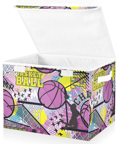 Mnsruu Aufbewahrungsboxen mit Deckel, großer Basketballkorb für Mädchen, Organizer, Regale, Würfel, Mülleimer, Spielzeug, Kleidung, Unterbett