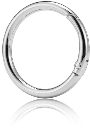 QIUTIMIY 15 Stück Rund Karabinerring O-Ring,Metall Runde Federspaltringe für Handtaschen, Schlüsselanhängern, Schnallen, Taschen, Geldbörsen(Silver,32mm)