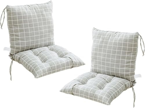 Ataoyus 2-pack stolsdynor med ryggstöd, ryggkudde med nät, låg ryggkudde, trädgårdsstolsdyna, 40 x 80 cm, avtagbar ryggkudde