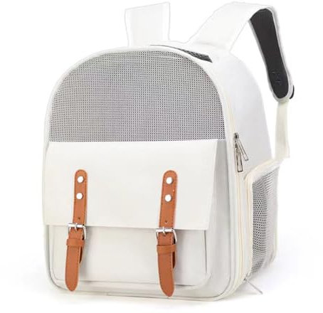 Katzenrucksack mit großer Kapazität, tragbar, atmungsaktiv, für Hunde und Katzen, doppelte Schultertasche für Haustierausflüge, Reisen, Wandern (Beige)