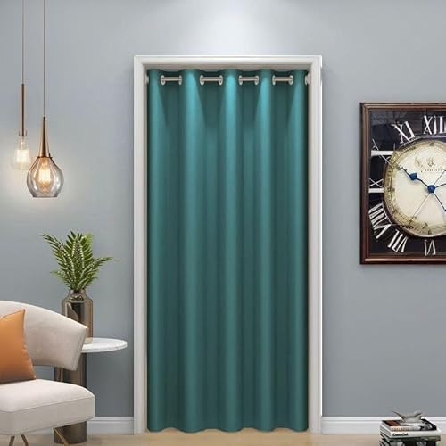 Cozomiz Rideaux Occultants Isolation Thermique Rideaux à œillets Phonique Anti Bruit Rideau de Porte Interieur, pour Porte, Chambre d'enfant Anti Froid 150x200cm(Largeur x Longueur) Bleu Lac