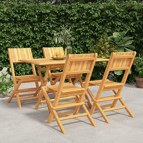 KATERYY 5-TLG. Garten-Essgruppe Massivholz Teak,Premium Gartengarnitur aus massivem Teakholz: Klappbar, bequem, witterungsbeständig