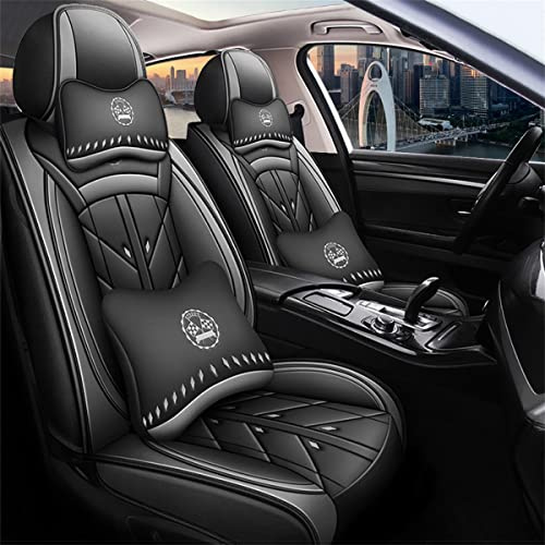 maiqiken Autositzbezug Für Hyundai Tucson 2005-2025 Komplettset 5 Sitze sitzbezüge Allwettereinsatz Auto PU Ledersitzbezug Vorne und Hinten 5 Stück, Deluxe Version - Grau