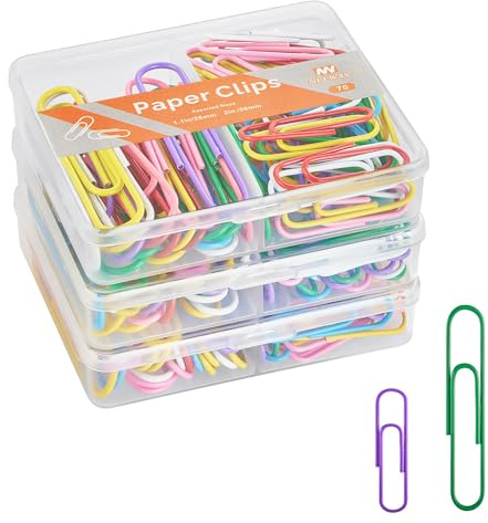NEEWAY Trombones colorés de tailles assorties, petits et grands trombones, 210 pièces, 3 paquets de 70 (multicolore)