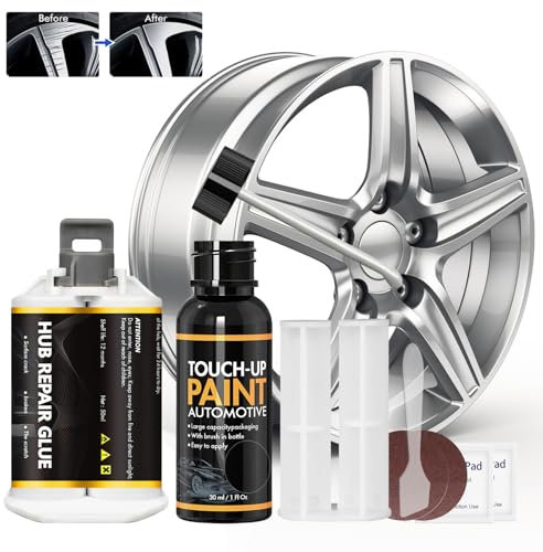 WEILAOK Alufelgen Reparatur Set, Alufelgen Lack, Felgen Reparaturset, Reifenreparaturse, Radreparaturkleber felgen Lack zur Reparatur von Kratzern, Dellen und Anderen Leichtmetallfelgen, Silbergrau