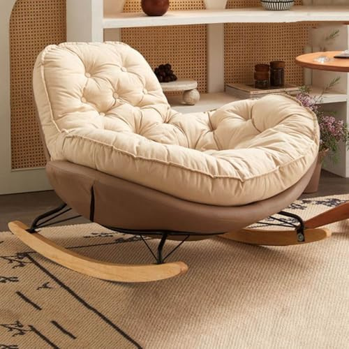 JWSYBD Relax Rocking Chair with Ottoman Upholstered Glider Oversized Rocker, Animal Penguin Shape Large Lounge Chairs with Cushion Padded Seat for Living Room Nursery Bedroom (Brown)