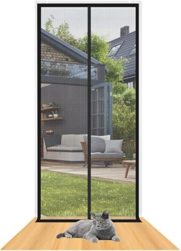 TINBOSE Haustier-Fliegengittertür, 90 x 210 cm, verdickt, Katzen- und Hunde-resistent, mit Reißverschluss, Türschutz für Wohnzimmer, Schlafzimmer, Küche, Terrasse, kratzfester Bildschirm für Hu(85 x