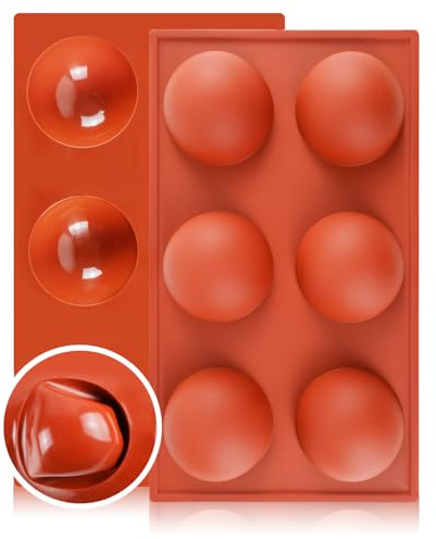 2 Pcs Large 6-Cavity Semi Sphere Silicone Mold Chocolate Bomb Mould Non Stick Baking Moulds for for Chocolate Bomb, Dome Mousse, Jelly, Desserts Candy, Pudding