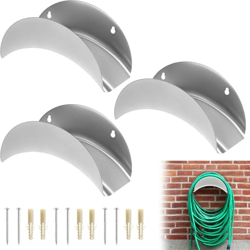 QWORK® 3 Piezas Soporte para mangueras pared, suspensión de mangueras hierro, para mangueras de 30 m 1/2