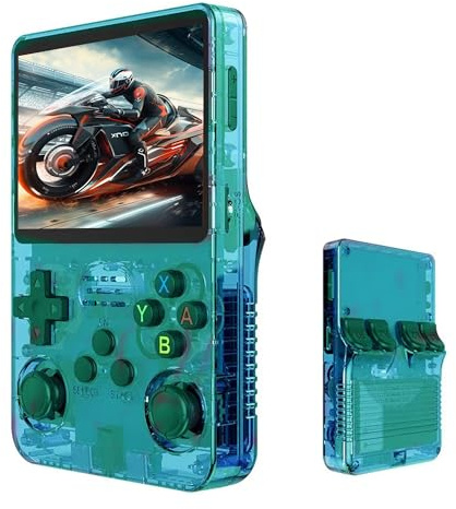 Aidodmom Consola de mano de videojuegos retro, pantalla IPS de 3,5 pulgadas, reproductor de vídeo, tarjeta TF de 64/128 GB, más de 20 000 juego, sistema Linux de código abierto