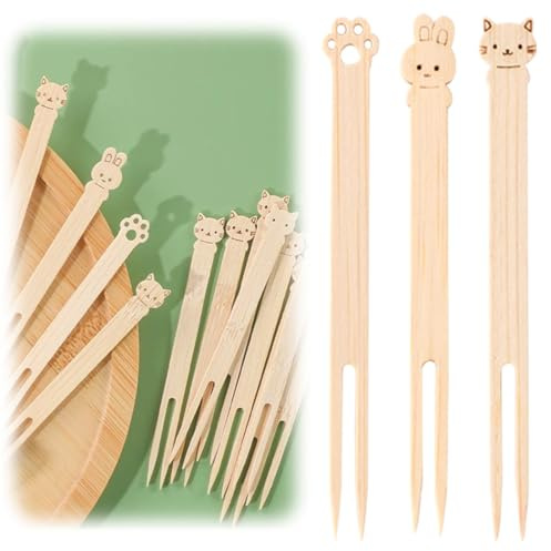 DIFLAX Pommesgabeln, 100 Stück 9x1cm Holzgabeln, Holz Gabeln, Partybesteck, Holz Besteck, Tierform Gabeln, Für Kinderfeiern Geburtstagsfeiern Hochzeiten