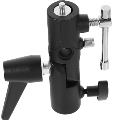 NOLITOY H-Shaped Dual Flash Light Stand Adapter for Tripod Metal Flash Bracket with Umbrella Swivel Holder Stable Off-Camera Photography Mount for Professional Use